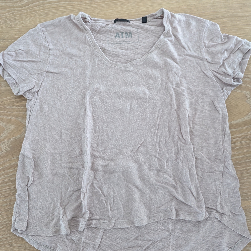 ATM Anthony Thomas Melillo Pale Blush V-Neck Short Sleeve Tee